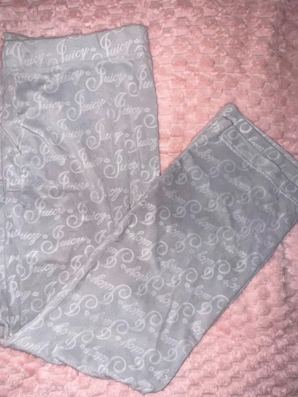 Juicy Couture Grey / Gray Velour Embossed Track Pants - XL - NWOT